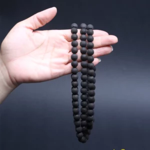 Natural Ebony 20mm Carved Wood Bead Bracelet, Good Luck - Image 8