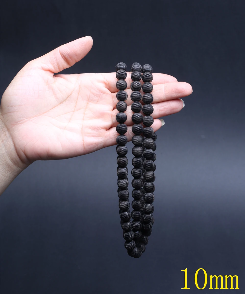 Natural Ebony 20mm Carved Wood Bead Bracelet, Good Luck - Image 8