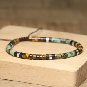 Tiger Eye & Turquoise Natural Stone Charm Bracelet - Image 3