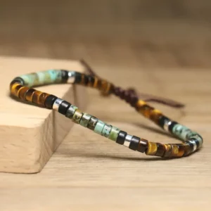 Tiger Eye & Turquoise Natural Stone Charm Bracelet - Image 4