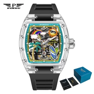 PINDU Men's Mechanical Watch, Glowing Resin Strap - Image 9