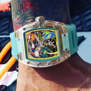 PINDU Men's Mechanical Watch, Glowing Resin Strap - Image 4