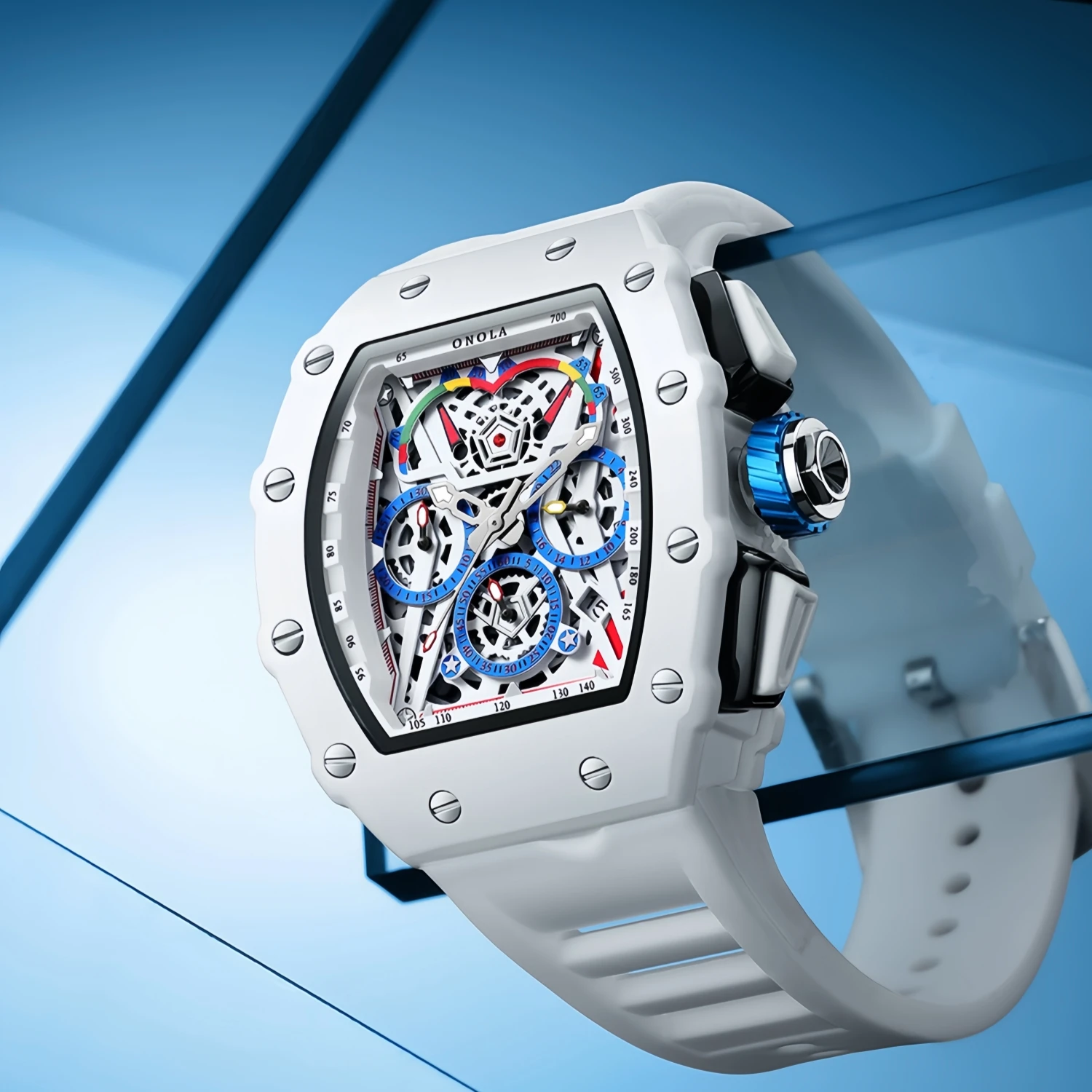 ONOLA Men's Hollow Dial Luminous Calendar Sport Quartz Watch - Image 3