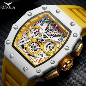 ONOLA Men's Hollow Dial Luminous Calendar Sport Quartz Watch - Image 4