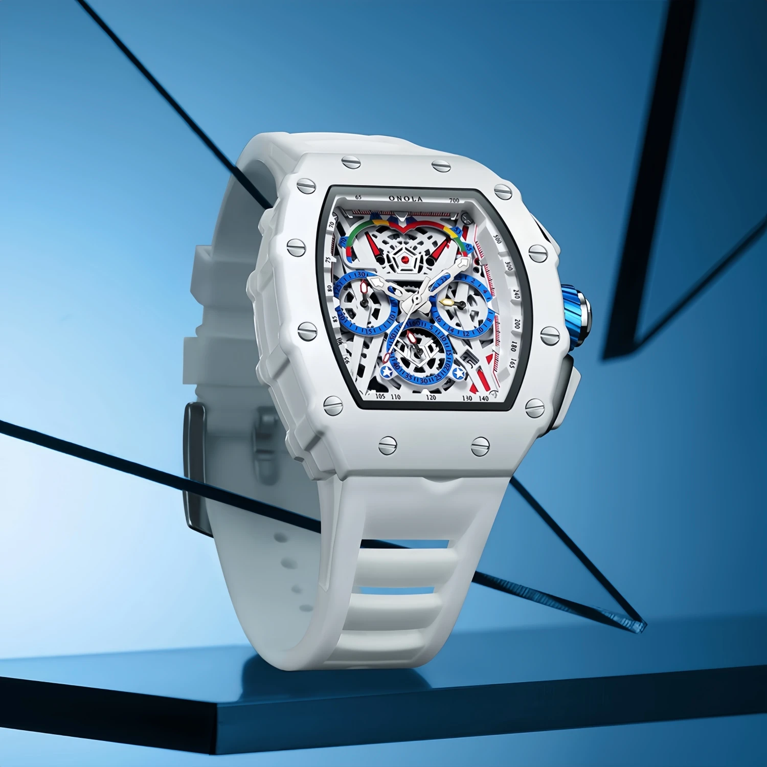 ONOLA Men's Hollow Dial Luminous Calendar Sport Quartz Watch - Image 6