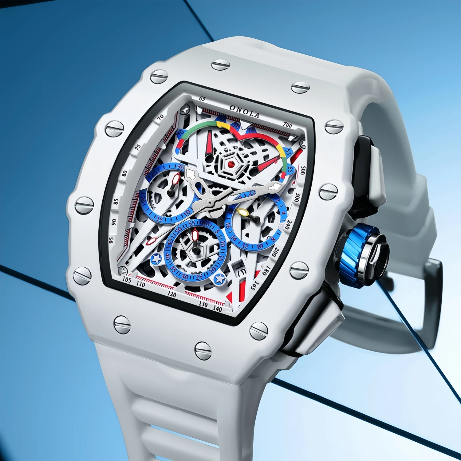ONOLA Men's Hollow Dial Luminous Calendar Sport Quartz Watch - Image 1
