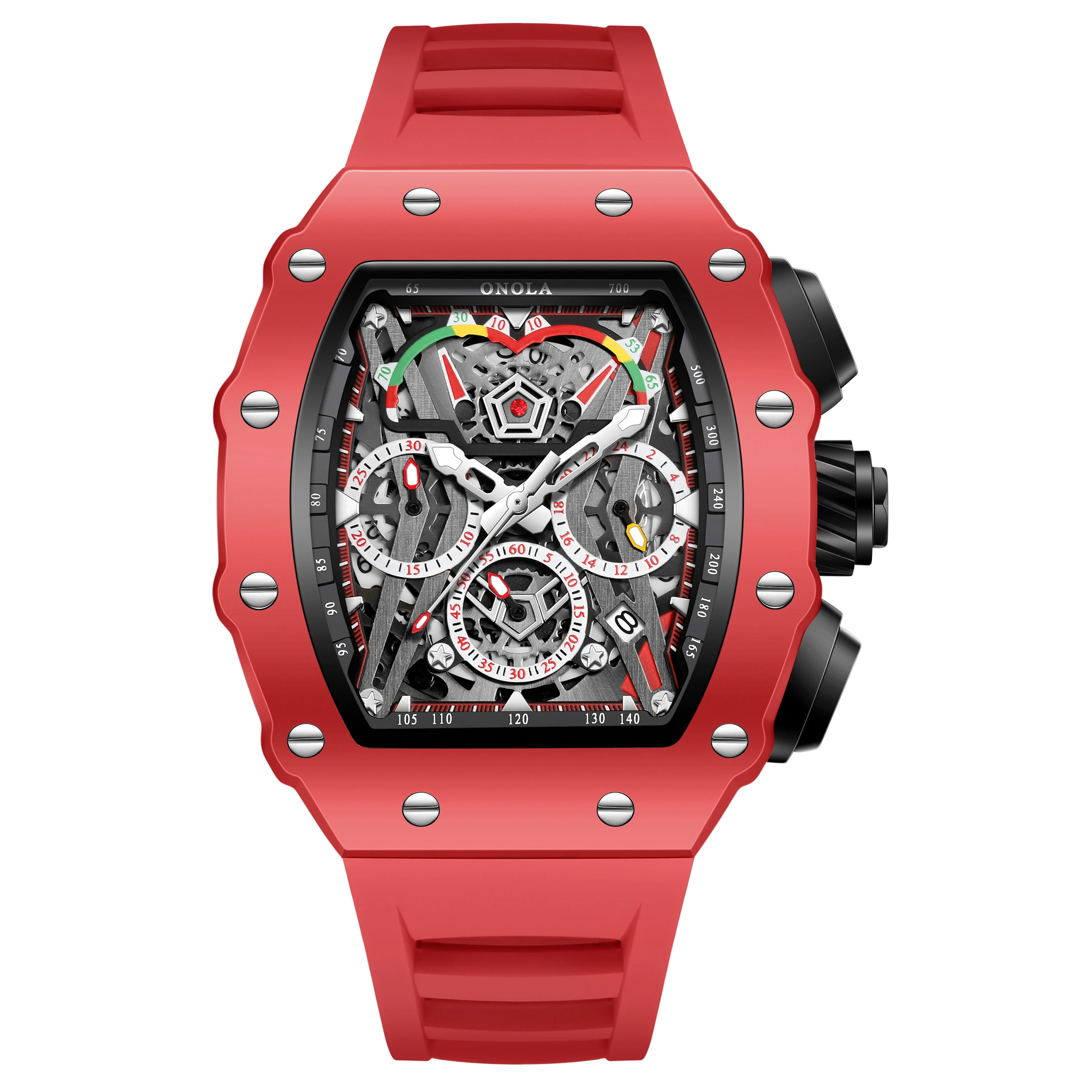 ONOLA Men's Sport Quartz Watch, Silicone Strap - Image 8