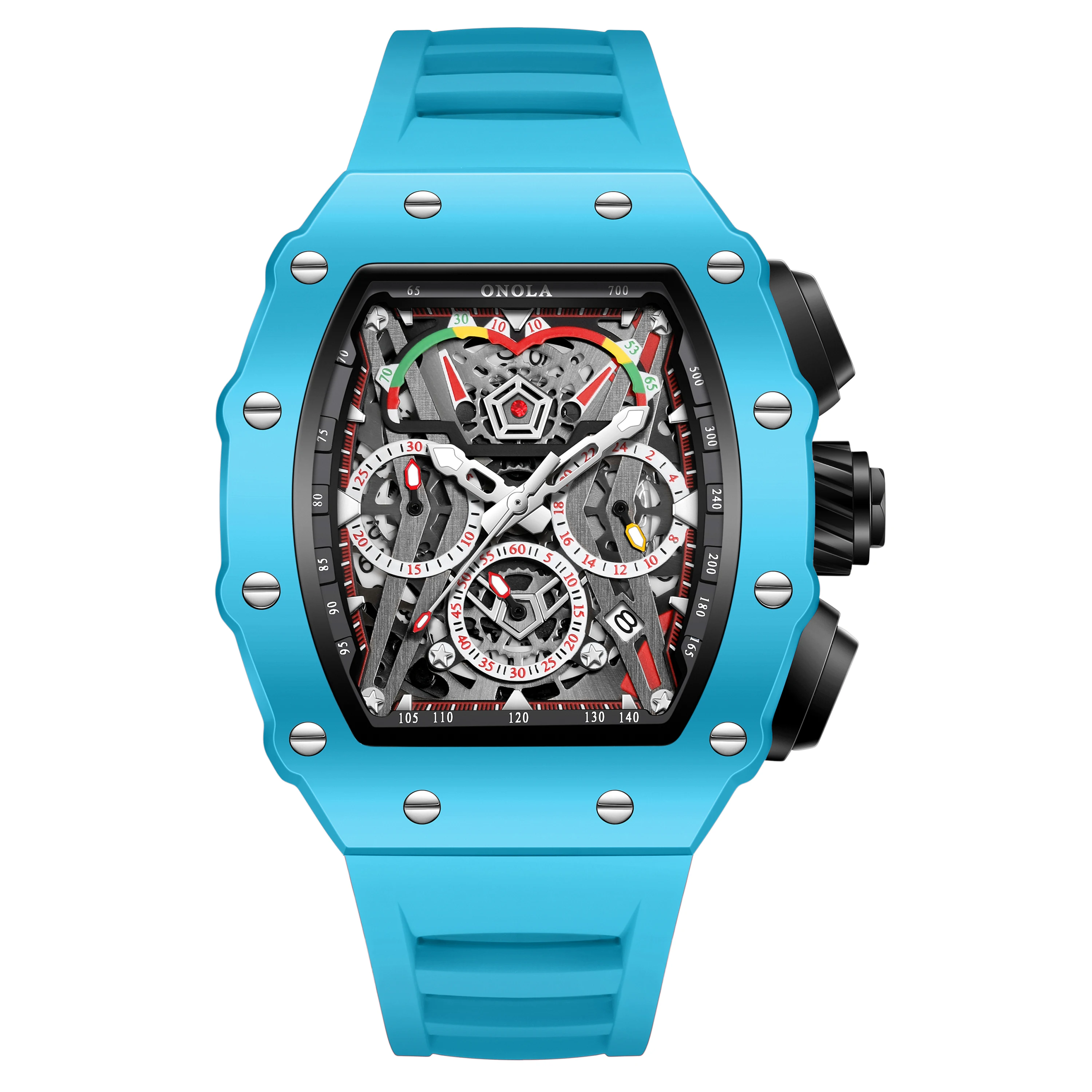 ONOLA Men's Sport Quartz Watch, Silicone Strap - Image 7