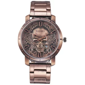 Retro Skull Watch, Men's Luxury Steel & Leather - Image 20