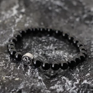 Natural Stone Bracelet for Men: Volcanic Rock and Tiger Eyes - Image 2