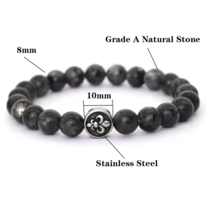 Natural Stone Bracelet for Men: Volcanic Rock and Tiger Eyes - Image 5
