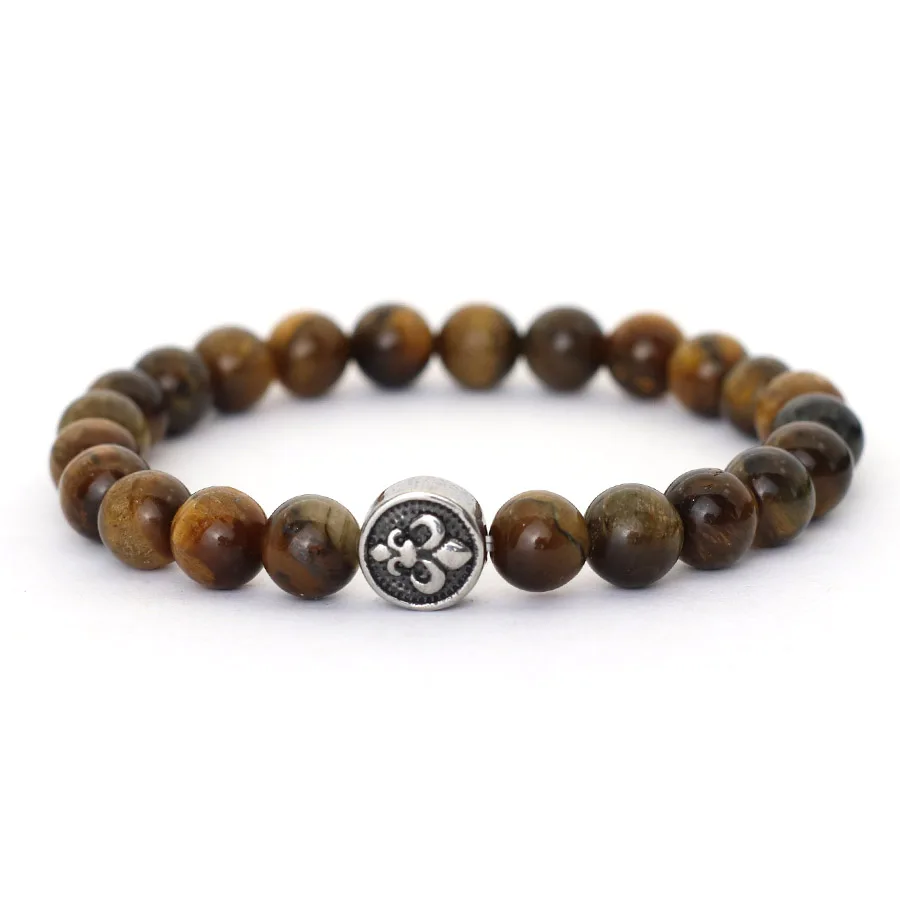 Natural Stone Bracelet for Men: Volcanic Rock and Tiger Eyes
