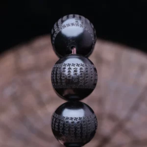 Tibetan Buddhism Ebony Beaded Bracelet, 15-18mm - Image 4
