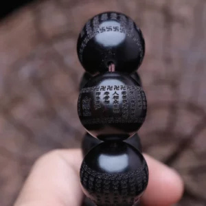 Tibetan Buddhism Ebony Beaded Bracelet, 15-18mm - Image 5