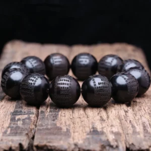 Tibetan Buddhism Ebony Beaded Bracelet, 15-18mm - Image 6