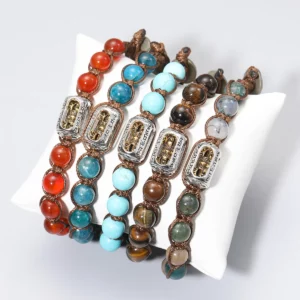 Natural Stone Red Sandalwood 8mm Prayer Beads Bracelet - Image 4