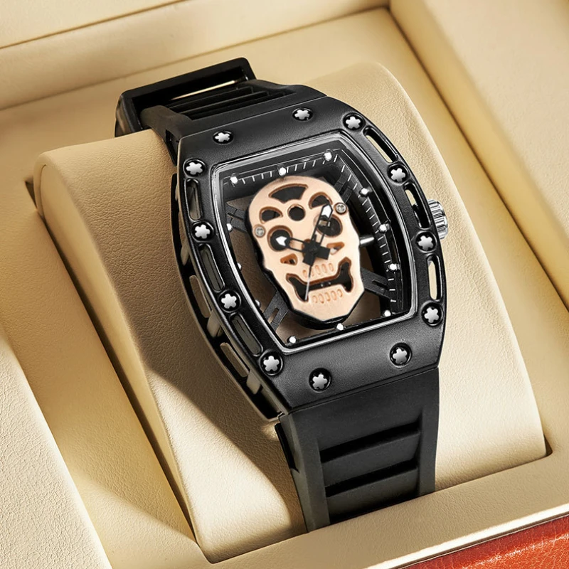Skull Hollow Quartz Watch: Y2K Gothic Punk Style