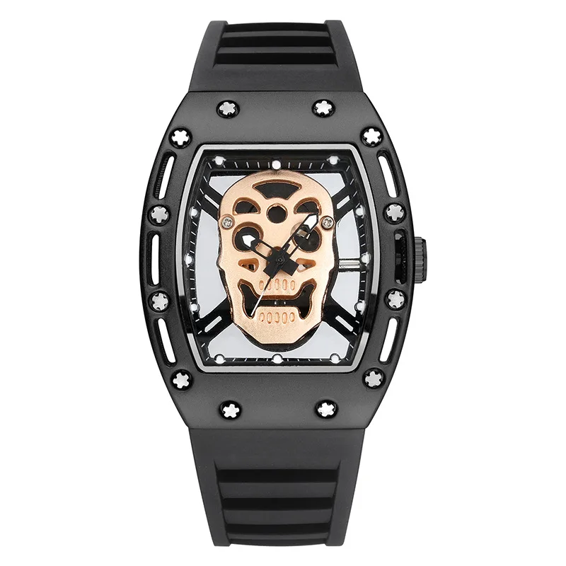 Skull Hollow Quartz Watch: Y2K Gothic Punk Style