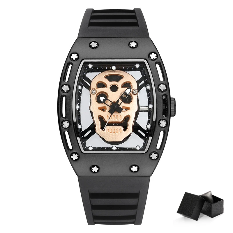 Skull Hollow Quartz Watch: Y2K Gothic Punk Style