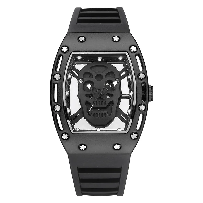 Skull Hollow Quartz Watch: Y2K Gothic Punk Style