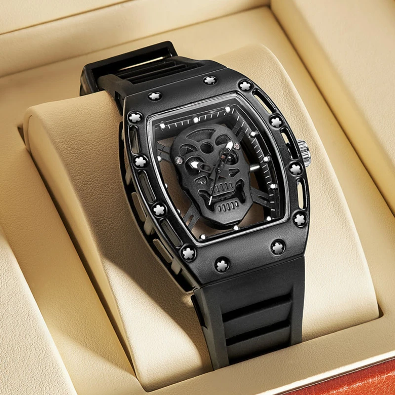 Skull Hollow Quartz Watch: Y2K Gothic Punk Style