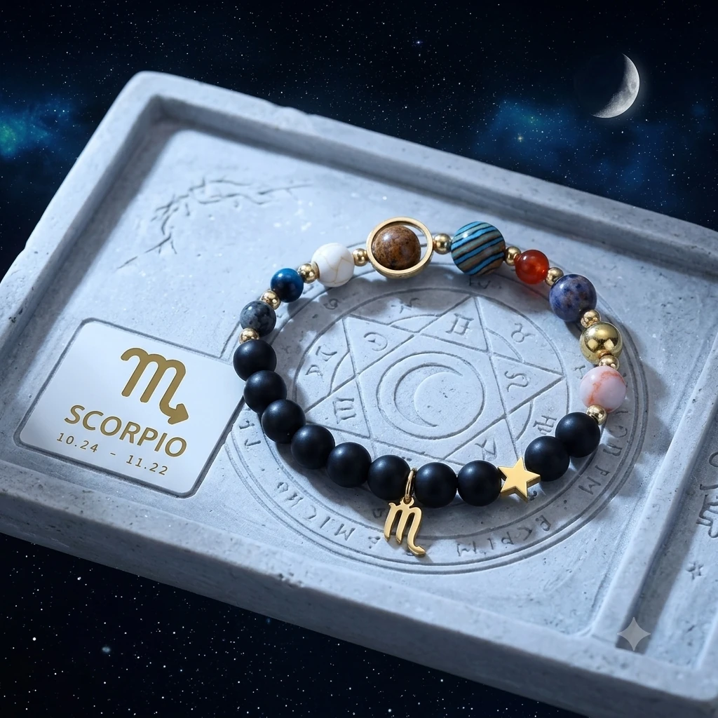 Celestial Crystal Zodiac Bracelet with Eight Planets