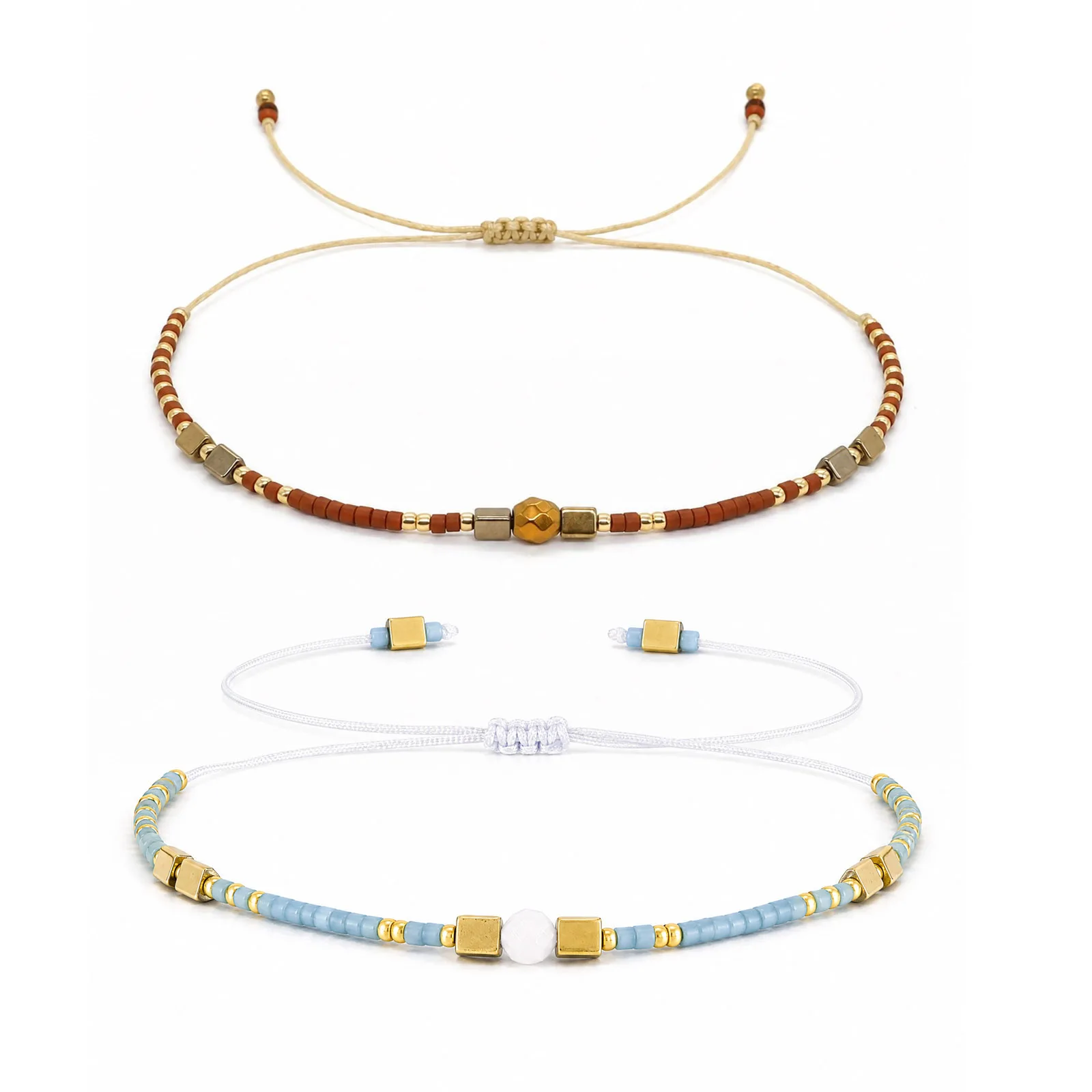 Boho Beaded Bracelets for Men, Handmade Stainless Steel - Image 10