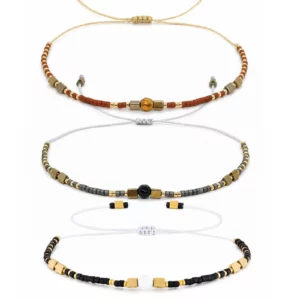 Boho Beaded Bracelets for Men, Handmade Stainless Steel - Image 13