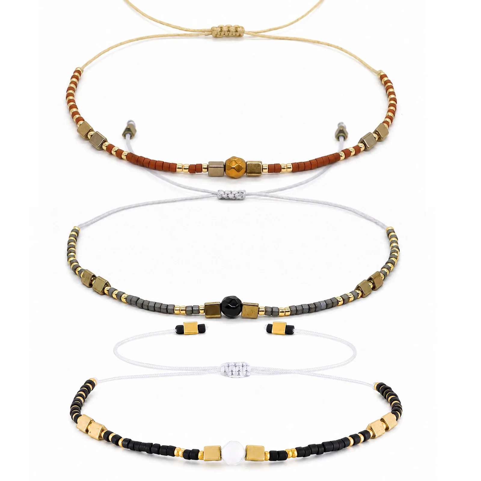 Boho Beaded Bracelets for Men, Handmade Stainless Steel - Image 13