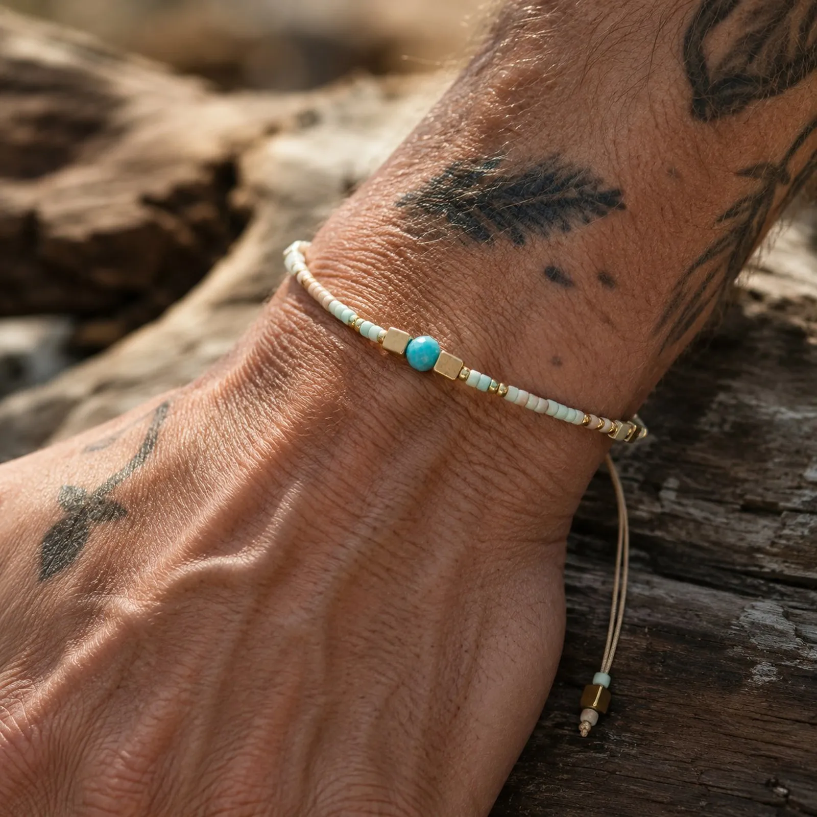 Boho Beaded Bracelets for Men, Handmade Stainless Steel - Image 5