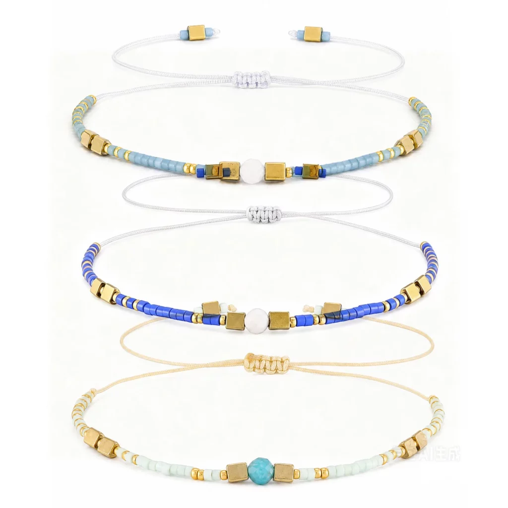 Boho Beaded Bracelets for Men, Handmade Stainless Steel