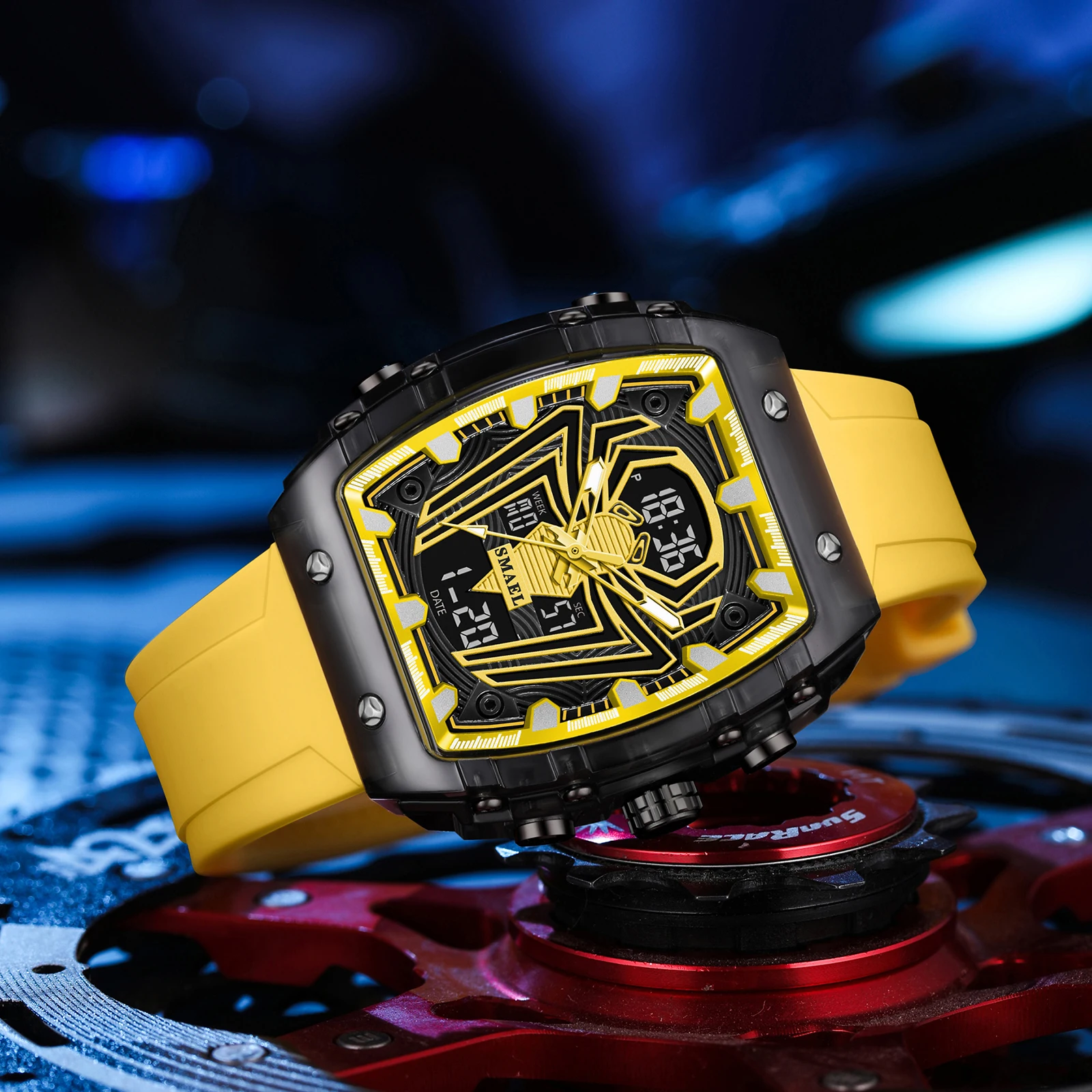 Fashion Sport Rectangle Watch with Dual Time and 50m Waterproof - Image 2