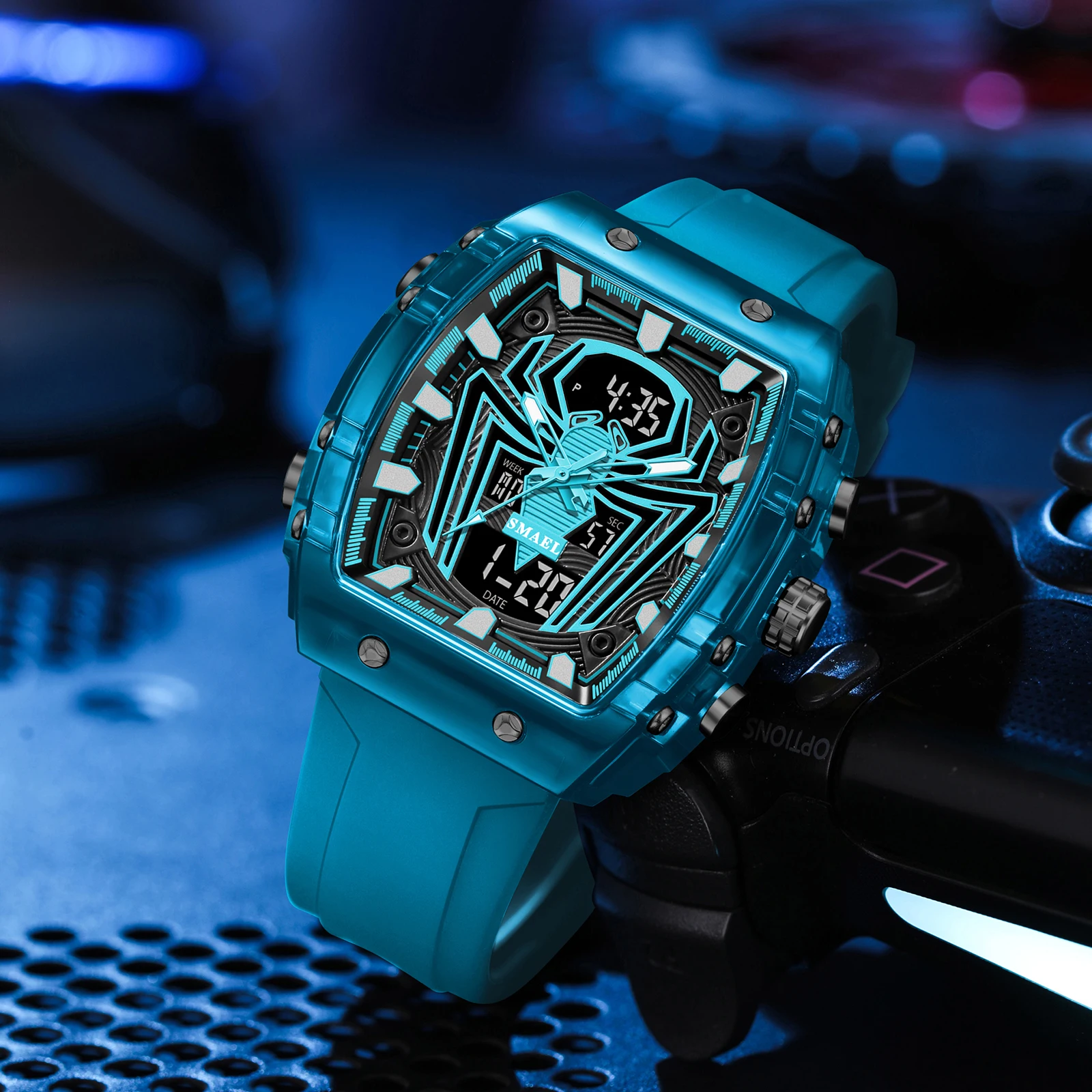 Fashion Sport Rectangle Watch with Dual Time and 50m Waterproof - Image 3