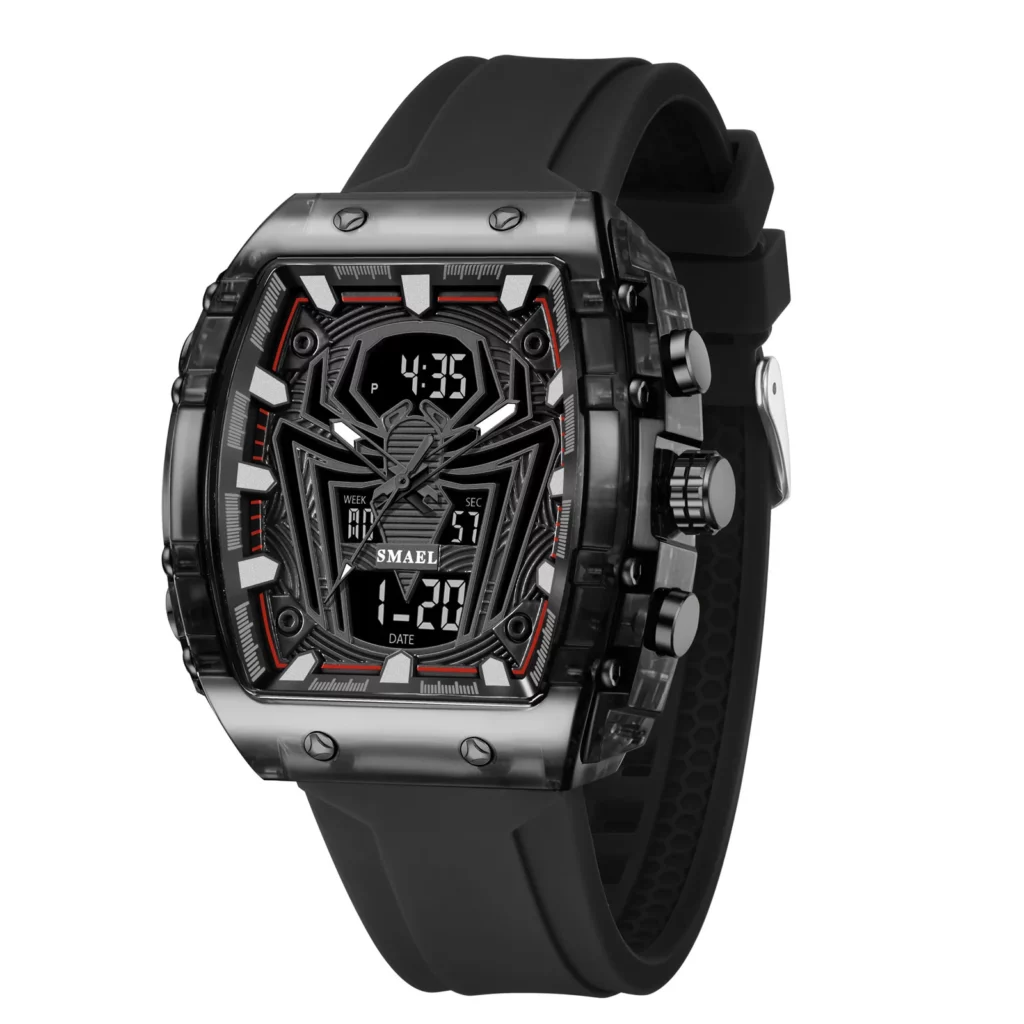Fashion Sport Rectangle Watch with Dual Time and 50m Waterproof
