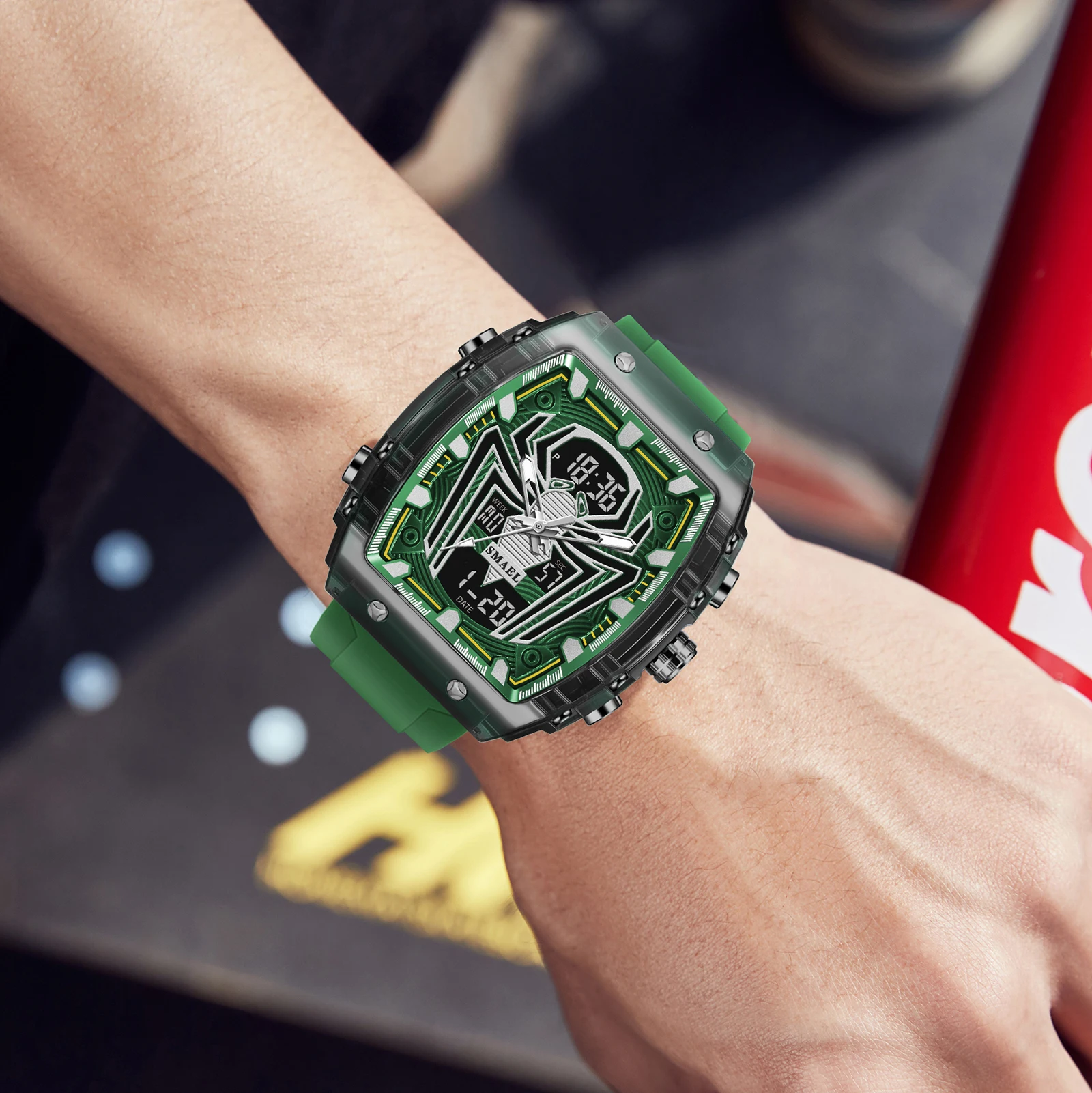 Fashion Sport Rectangle Watch with Dual Time and 50m Waterproof - Image 4