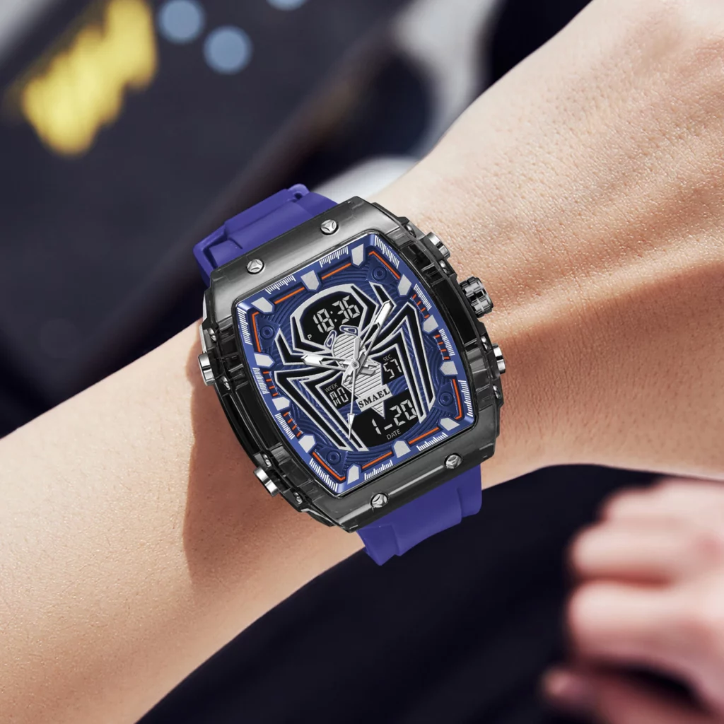 Fashion Sport Rectangle Watch with Dual Time and 50m Waterproof