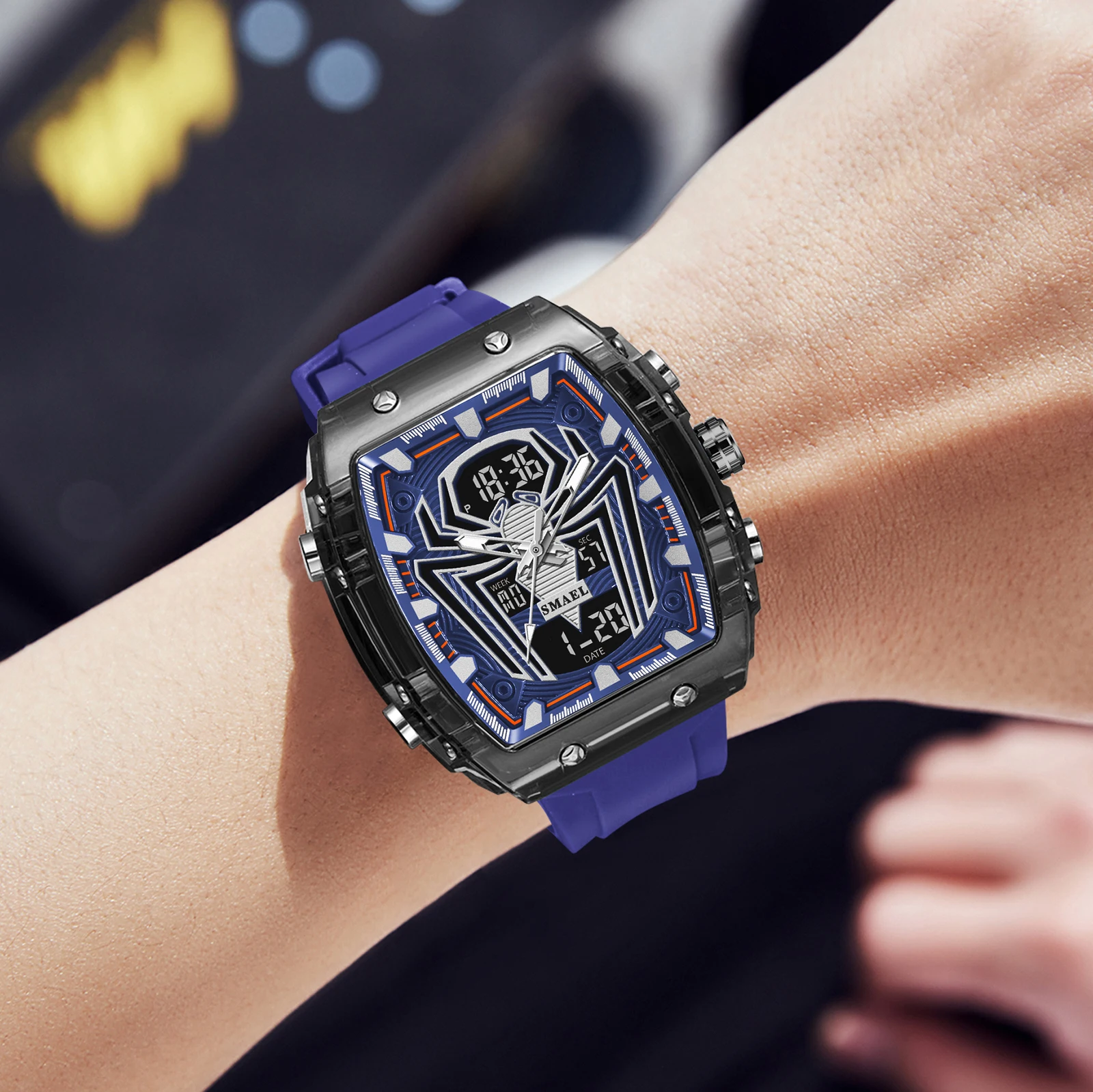 Fashion Sport Rectangle Watch with Dual Time and 50m Waterproof - Image 5