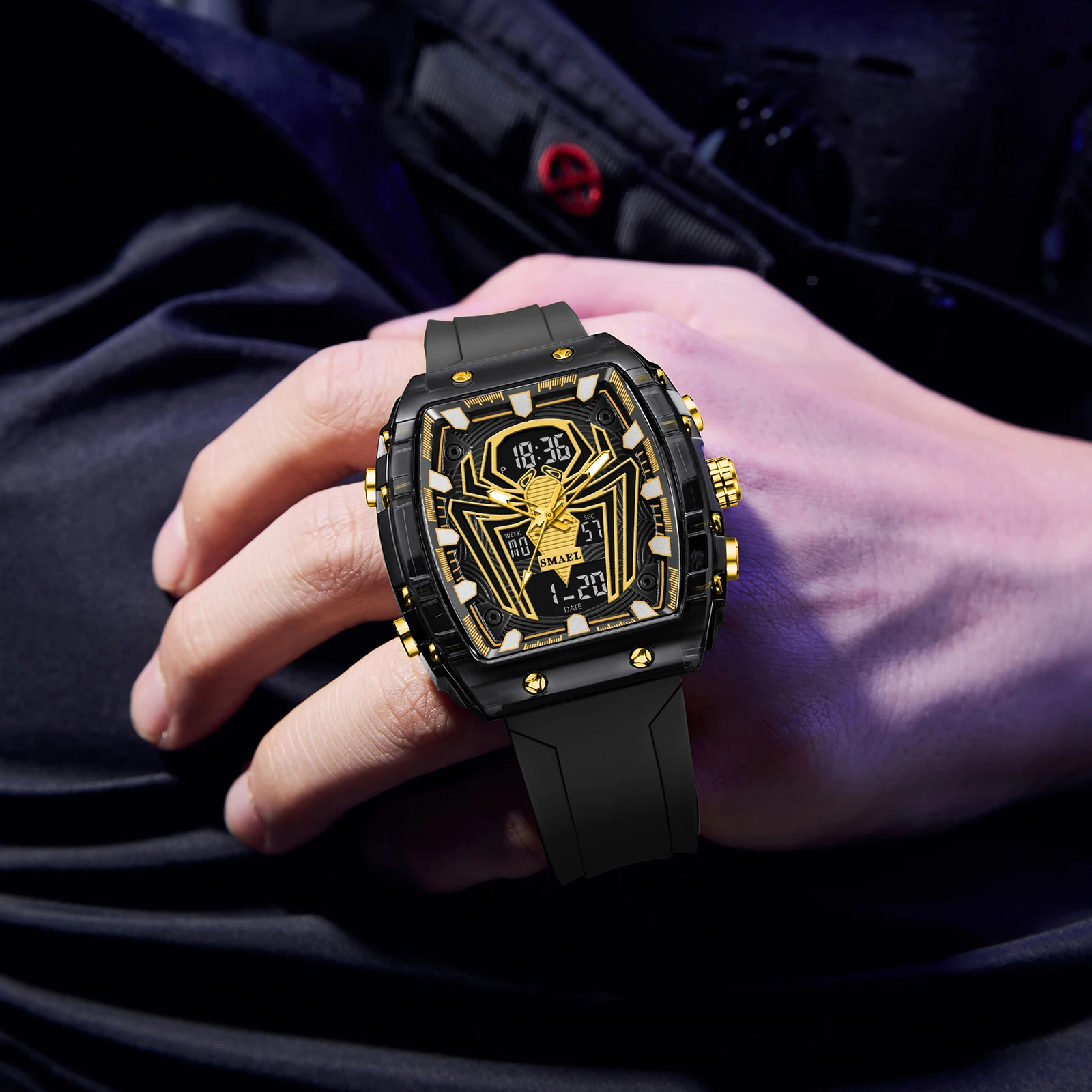 Fashion Sport Rectangle Watch with Dual Time and 50m Waterproof - Image 1