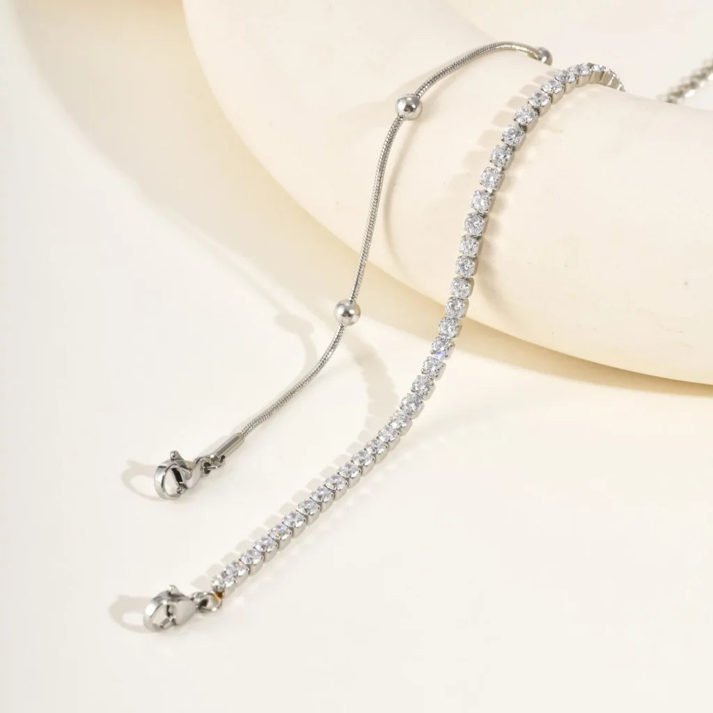 Minimalist Stainless Steel Bracelet Set with Zircon