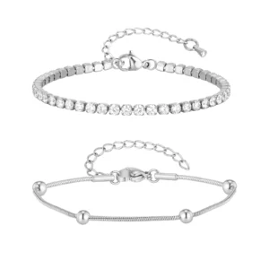 Minimalist Stainless Steel Bracelet Set with Zircon - Image 7