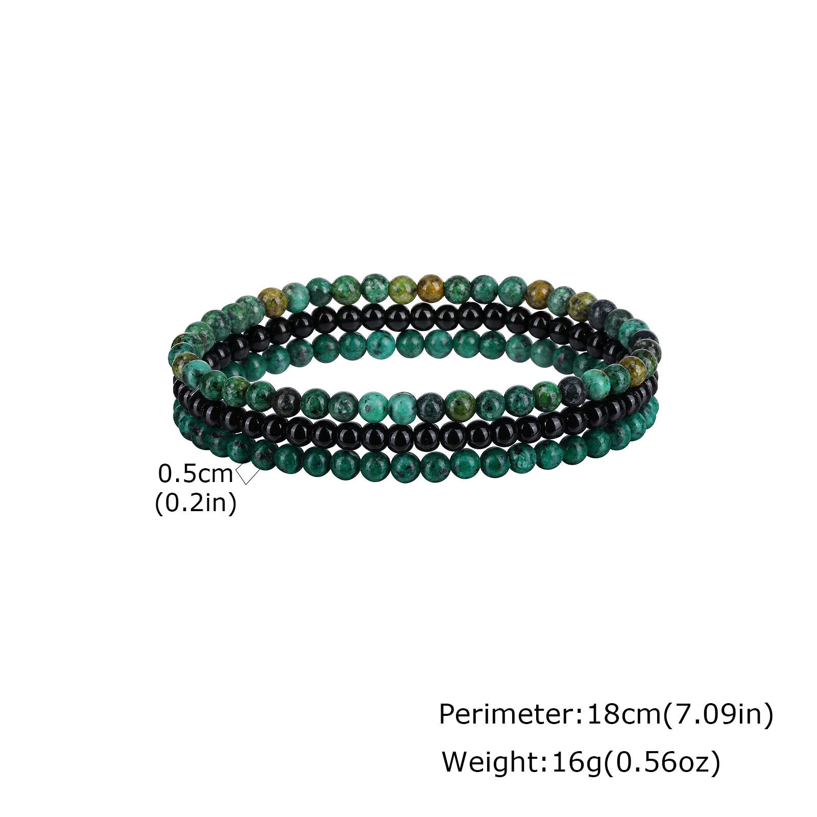 Green Natural Stone Beaded Bracelet Set, 5MM African Turquoise - Image 7