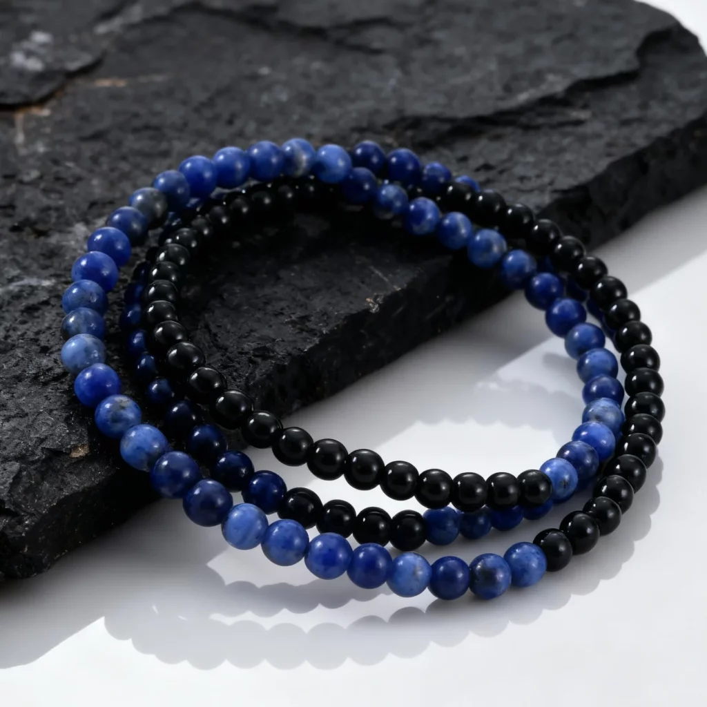 Green Natural Stone Beaded Bracelet Set, 5MM African Turquoise