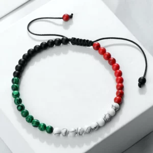 Adjustable Malachite Bead Bracelet with Country Flag Colors - Image 1