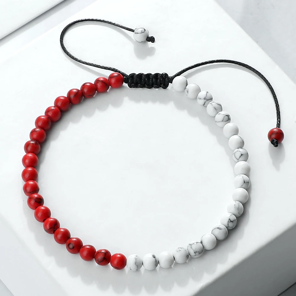 Adjustable Malachite Bead Bracelet with Country Flag Colors