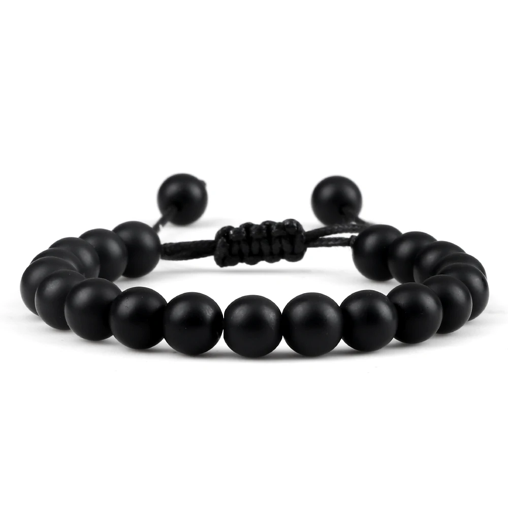 Handmade Black Onyx Beaded Bracelet, Adjustable