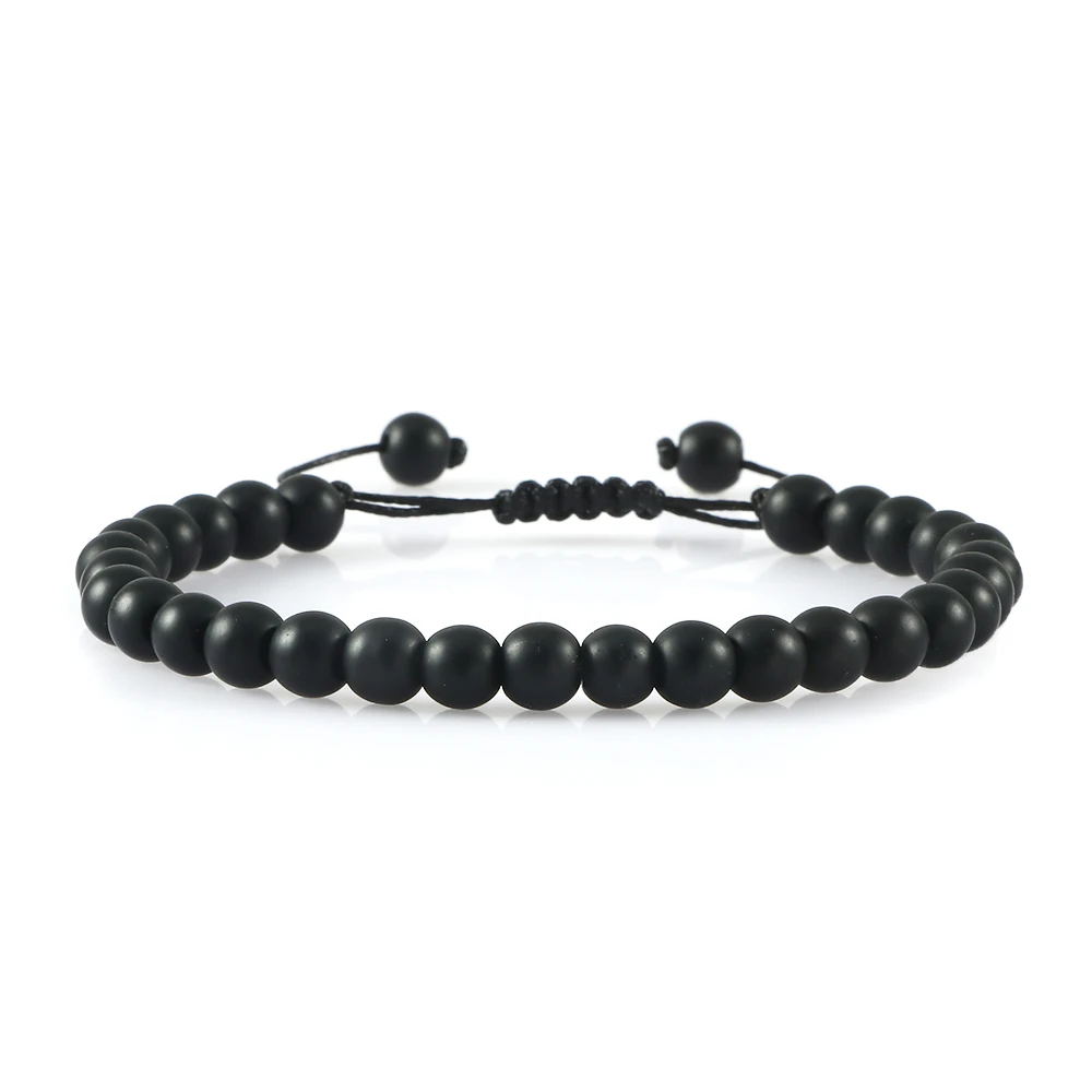 Handmade Black Onyx Beaded Bracelet, Adjustable