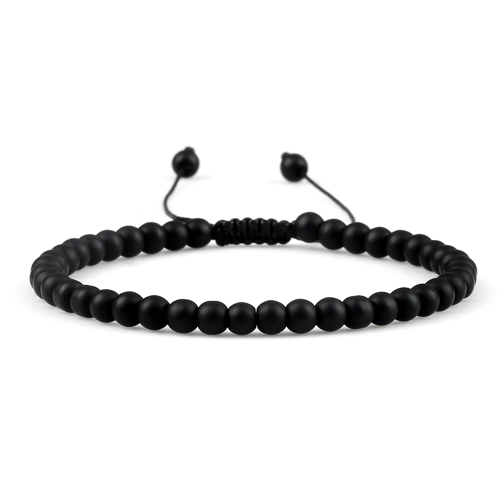 Handmade Black Onyx Beaded Bracelet, Adjustable