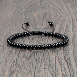 Handmade Black Onyx Beaded Bracelet, Adjustable - Image 5