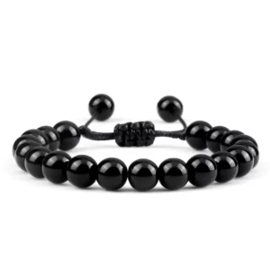 Handmade Black Onyx Beaded Bracelet, Adjustable - Image 9