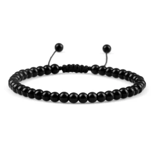 Handmade Black Onyx Beaded Bracelet, Adjustable - Image 11